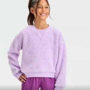 Girls All In Motion Sherpa Shearling Crewneck Sweatshirt Size: Medium (8)